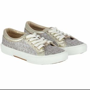 Girls Gold Glitter Logo Trainers Size 2